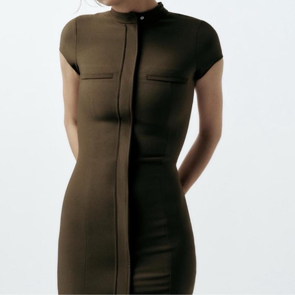 ZARA Button Down Short Sleeve Mini Dress - Picture 3 of 12